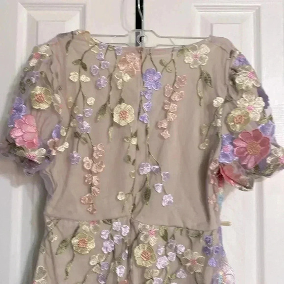 RanRui womans bright pink purple cream floral mini short dress size SMALL - Picture 7 of 16
